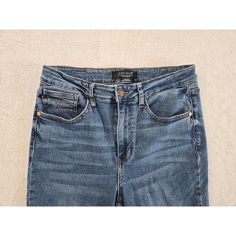 Judy Blue High-waisted Cropped Skinny Jeans Womans Sz 9/29 JB88259 Frayed Cuffs - Picture 2 of 14